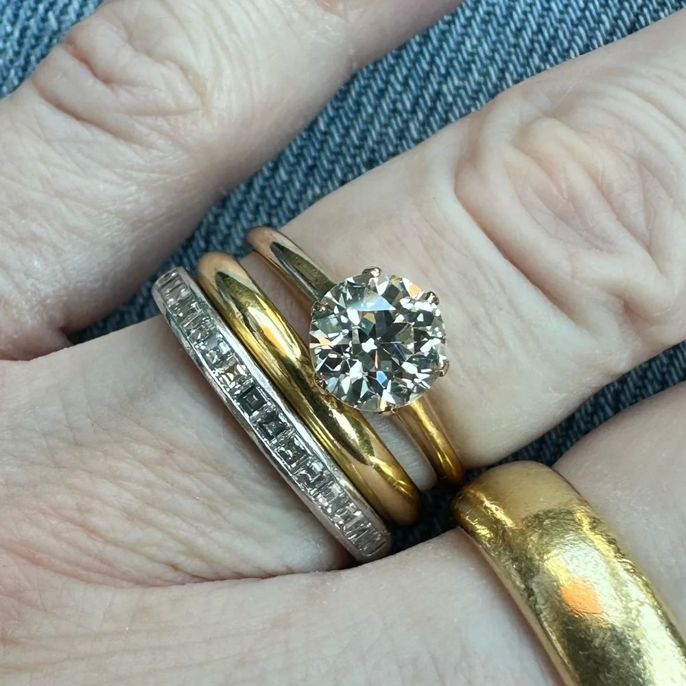 Antique 1.28ct OEC Diamond Victorian Solitaire 14K Yellow Gold Size 6.5 - Picture 6 of 13